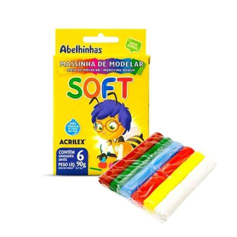 Massa De Modelar Acrilex - Massinha de Modelar Massa escolar 6 Cores - Acrilex - Atacado Vencedor