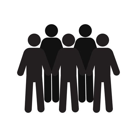 Crowd Silhouette Icon Meeting Community Isolated Vector Illustration