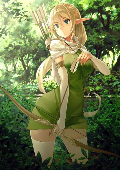 Аниме Девушка эльф с луком | Anime character design, Anime art girl ...
