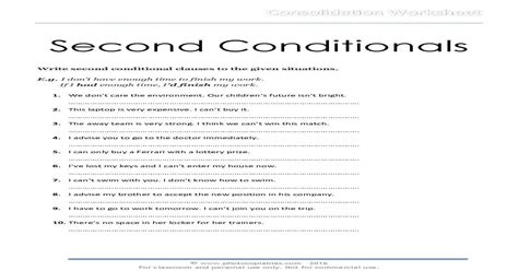 Second Conditionals Consolidation Worksheet Grammar Resources Grammar Lessons Sentences