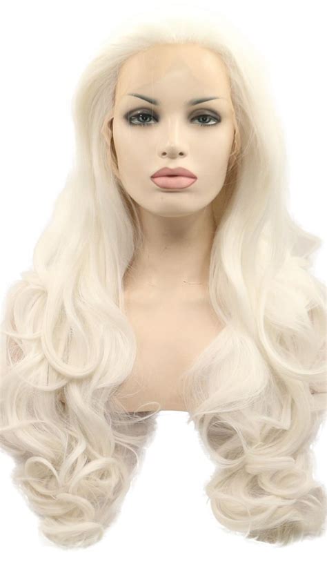 Morvally 24 Long Wavy 60 Platinum Blonde Glueless Lace Front Wig Free Part Natural Straight