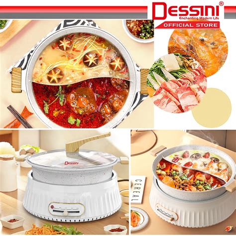 Dessini Italy Electric Cooker Hot Pot Steamboat Casserole Non Stick Frying Wok Pan Rice Cooker