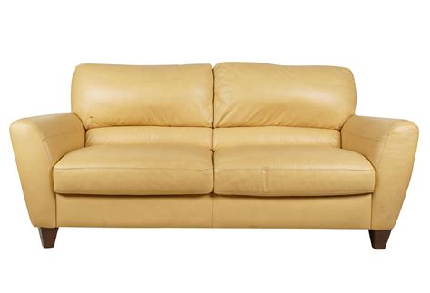 Lot - Beige Leather Loveseat