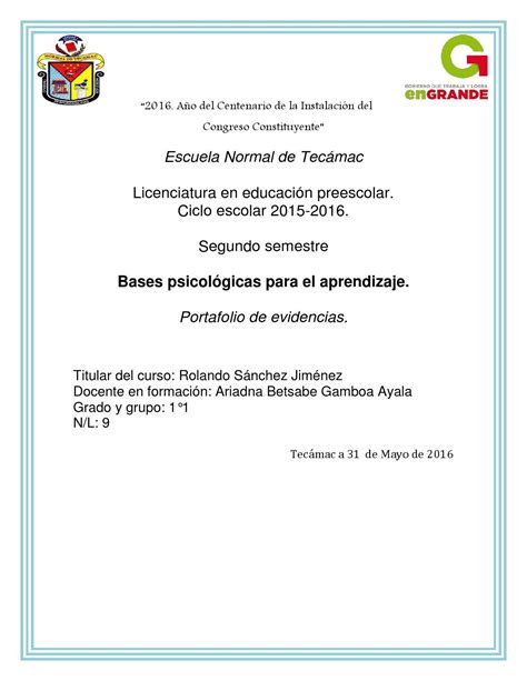 Portafolio De Evidencias De Bases Psicologicas Version 1 By Ariadna Betsabe Gamboa Ayala Issuu