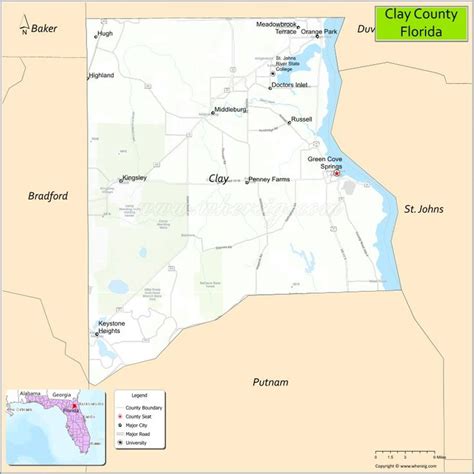 Map of Clay County, Florida