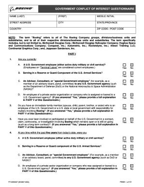 Boeing Conflict Of Interest Questionnaire Fill Online Printable