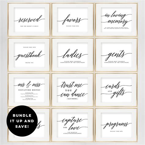 Bundle Deal Wedding Sign Templates Set Printable Wedding Etsy