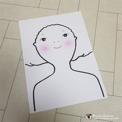 스티커로 꾸며본 에바알머슨 벚꽃버전 엄마표미술놀이 (도안공유) : 네이버 블로그