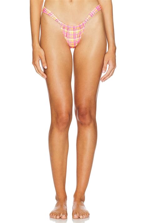 Kulani Kinis Ruched Thong Bikini Bottom In Peaches Revolve