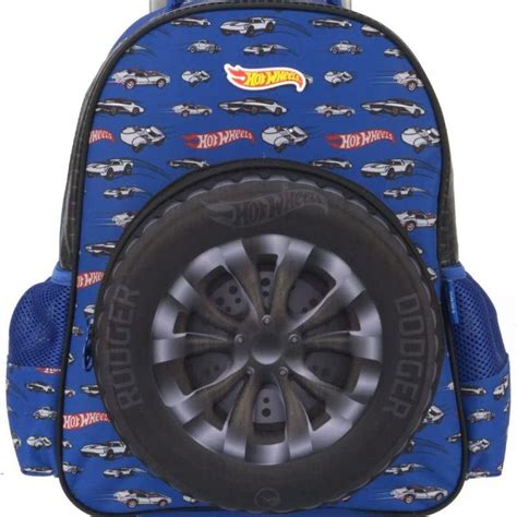 Mochila De Rodinha Carrinho Azul Hot Wheels Pneu Original Mochilas Magazine Luiza
