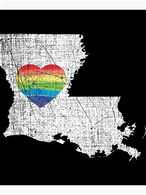 Louisiana Gay Pride Heart Rainbow Flag LGBT Month Lesbian Bisexual Poster By Matt76c Redbubble