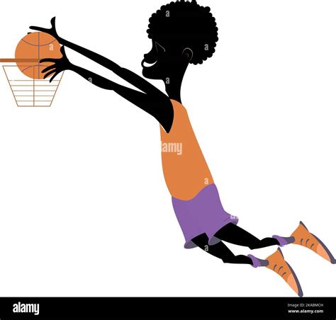 African Man Plays Basketball Isolated Illustration Cartoon African
