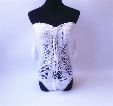 Hand Crocheted One Line Shoulder Summer Beach Casual Vacation Sexy Hollowed Out Women S Bikini