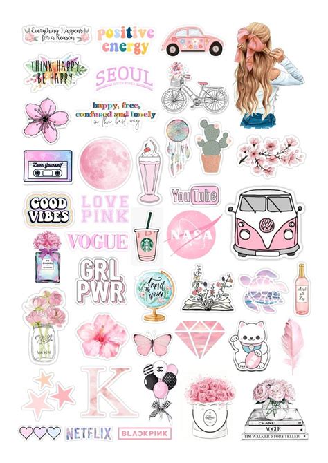 Pink Stickers Aesthetic Handmade Sticker Free Printable Stickers Scrapbook Stickers