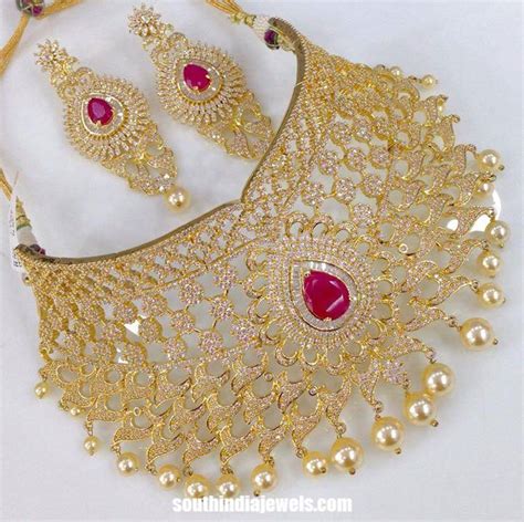 Bridal Imitation Choker Necklace Set South India Jewels