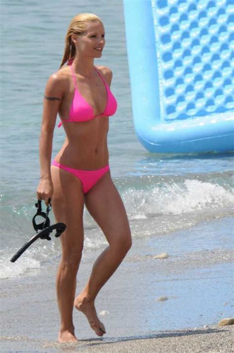 Retro Bikini Michelle Hunziker Wearing Pink Bikini And Tattoo In Italy