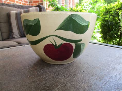Vintage Antique Watt Pottery Apple Mixing Bowl 64 Etsy