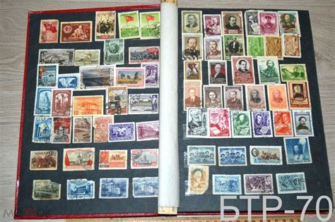 АЛЬБОМ С МАРКАМИ БОЛЬШОЙ 20 НА 30 СМ, 12 ЛИСТОВ, МАРКИ 1941 до 1959 ...