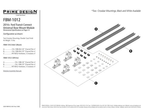 Prime Design HKT-8052 Hardware Kit for Ford Transit Connect FBM-1012