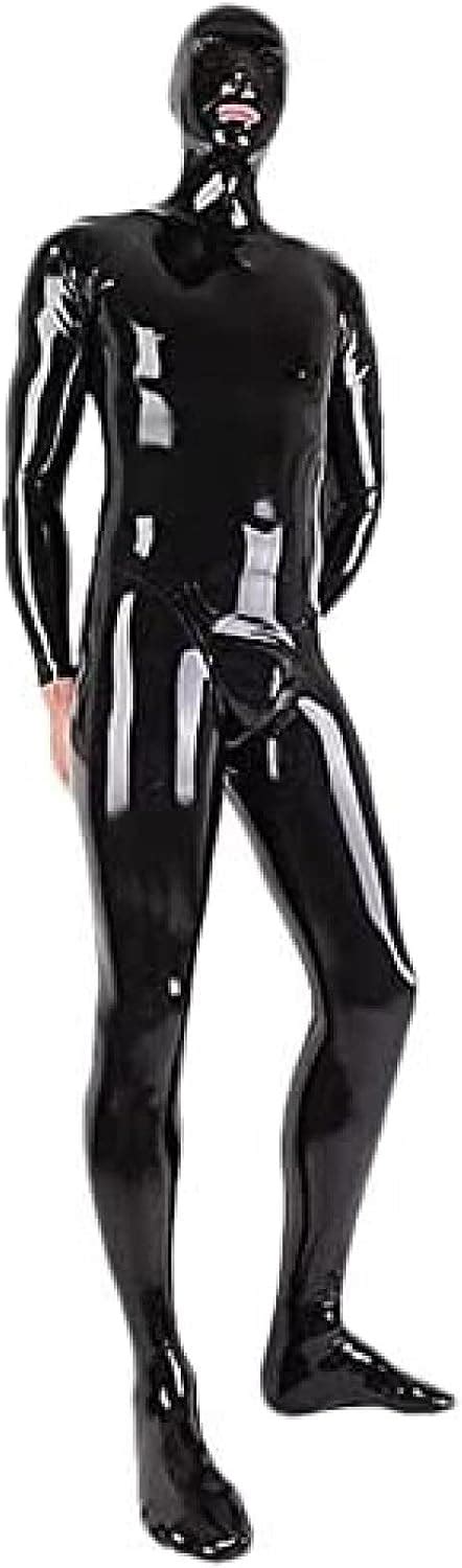 Sexy Schwarzer Ganzkörper Latex Bodysuit Herren Fetisch Gummi Zentai