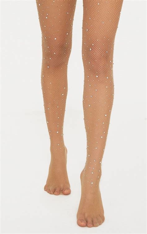 Nude Diamante Statement Fishnet Tights Accessories Sparkly Tights Fishnet Tights Nude Tights
