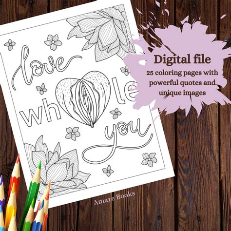 Vagina Coloring Book Coloring Pages For Adults With Grayscale Etsy
