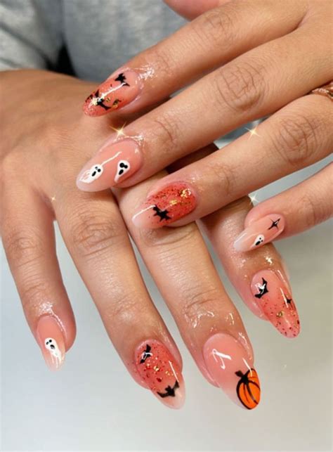 50 Cute Spooky Halloween Nail Ideas Mismatched Pink Halloween Nails 1 Fab Mood Wedding