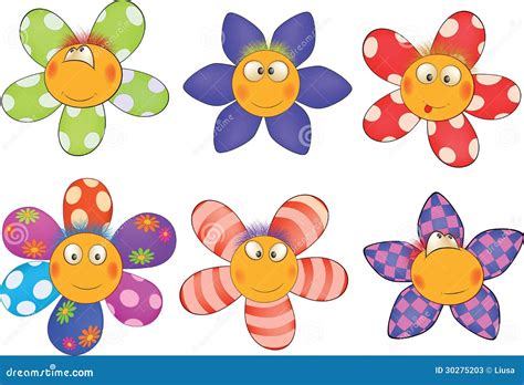 Flores Pequenas Alegres. Desenhos Animados Ilustração do Vetor ...