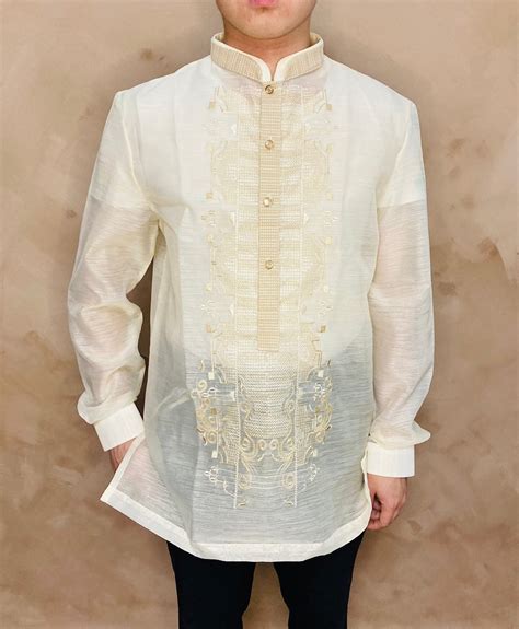Freddie - Modern Barong Tagalog (Beige With Embroidery on Collar ...