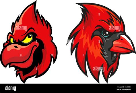 Red Cardinal Bird Head In Cartoon Style For Sports Mascot Design Stock