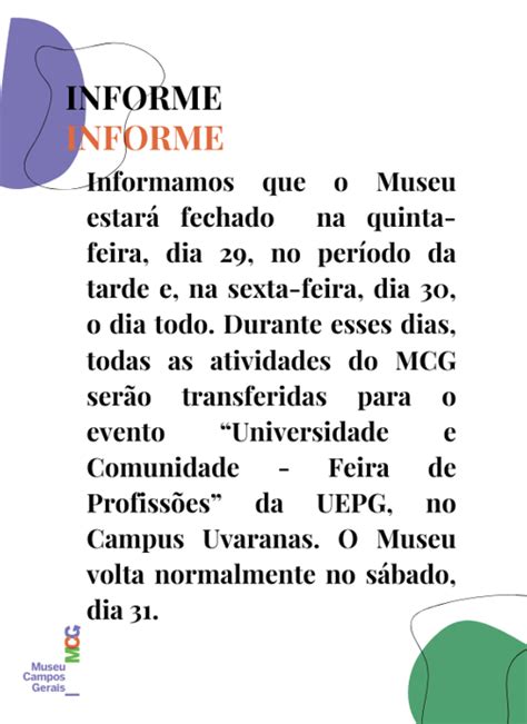 Nos Informe Ou Nos Informem - Informe – Museu Campos Gerais