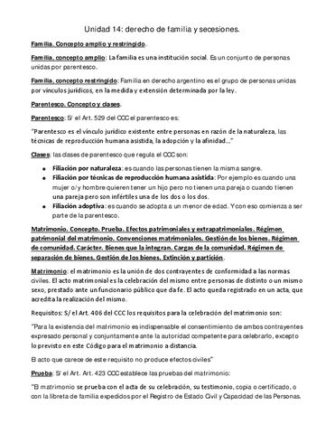 Unidad 14 Derecho De Familia Y Sucesiones Pdf