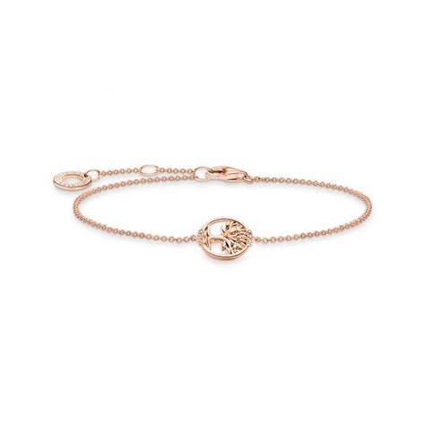 Thomas Sabo Sterling Silver Rose Gold Tone Cz Tree Of Love Bracelet