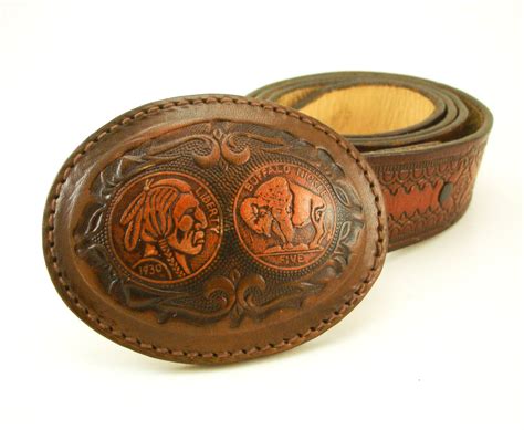 leather belt buckle mens vintage cowboy western belt buckle