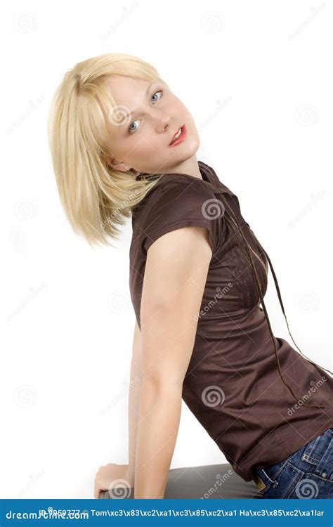 Das Junge Blonde M Dchen Mit Blauen Augen Stockbild Bild Von Sch Nheit Charme