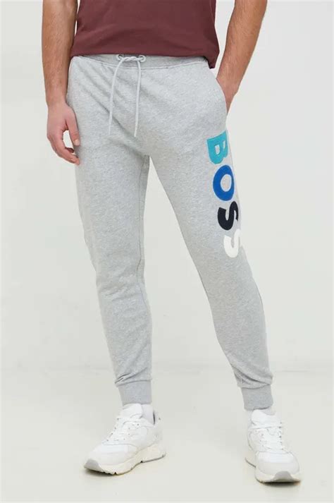 Хлопковые спортивные штаны BOSS BOSS CASUAL мужские цвет серый с ...