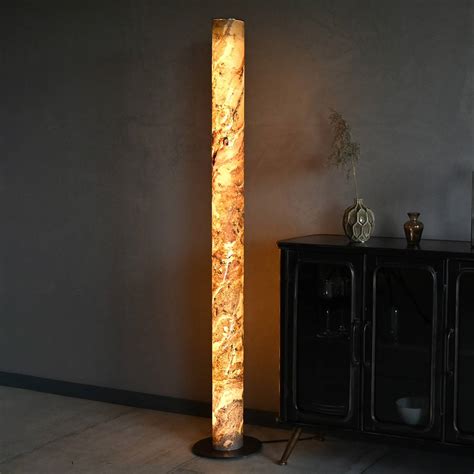 Leuchtnatur Columna L Mpara Pie Led Piedra Pizarra Lampara Es