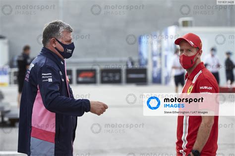 Otmar Szafnauer Team Principal And Ceo Racing Point And Sebastian Vettel Ferrari In The