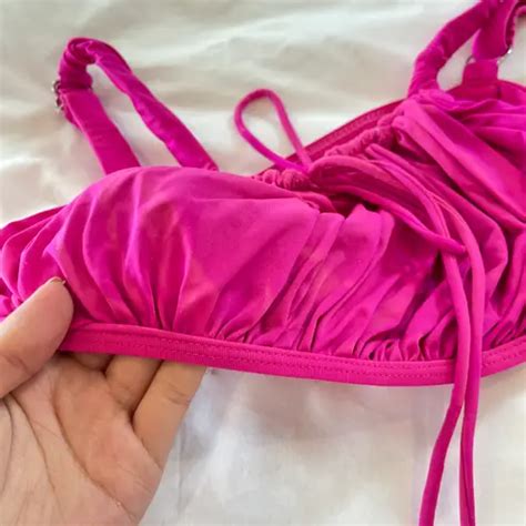 Frankies Bikinis Frankie S Bikini Hot Pink Fuscia Runched Bikini Top Size XL Off