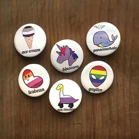 LGBTQ Pun Badges Cute Pin Badge Button Gay Lesbian Bi Etsy