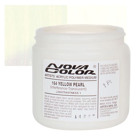 Nova Color Artists’ Acrylic Polymer Paint - Yellow Pearl, 473 ml Jar