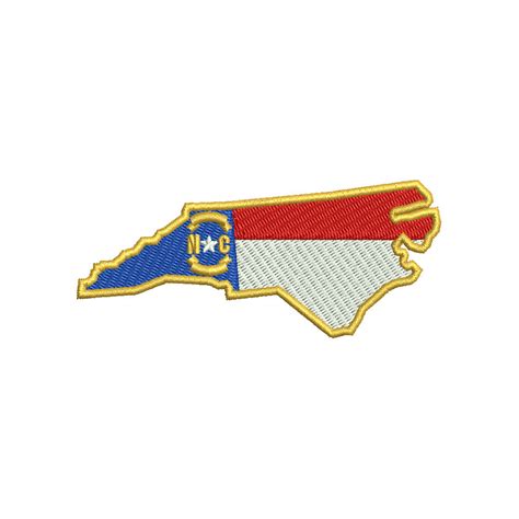 North Carolina State Flag Map Citystate Digitized Embroidery Design