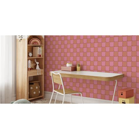 D Cor Panoramique Damier Duo Rose Vinyle Rose Walldreamer