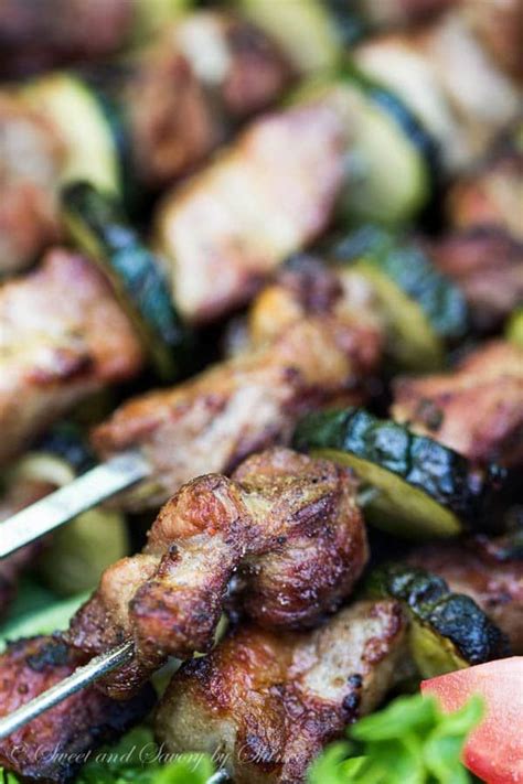 Traditional Russian Pork Kebabs Shashlik With Simple Marinade