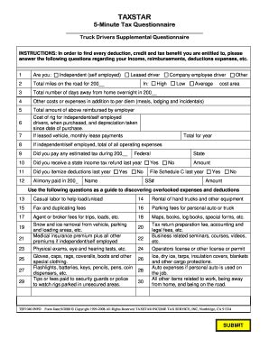 Fillable Online Truck Drivers Supplemental Questionnaire Fax Email