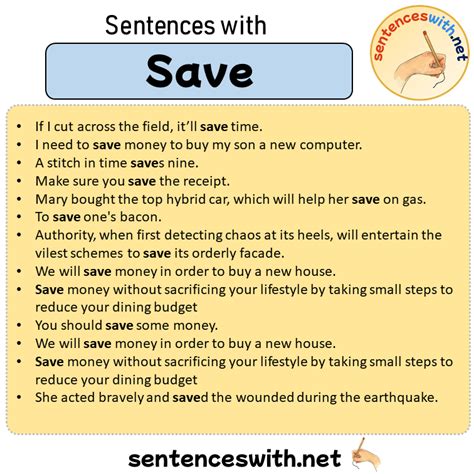 Sentences with Save, Sentences about Save in English - SentencesWith.Net