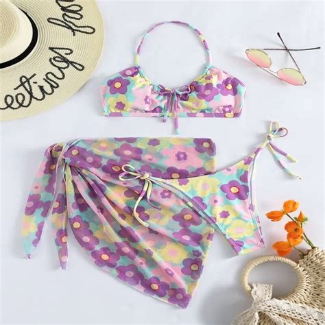 Sarong Bikini Set Women Swimwear