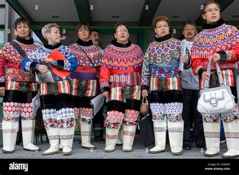 People In Traditional Costume On The National Day In Greenland In