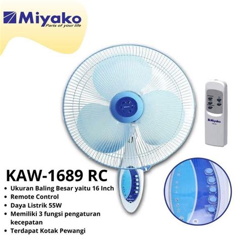 Jual Kipas Angin Dinding Wall Fan 16 Miyako KAW 1689 RC Remote