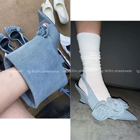 TKLIHN BOOTS denim cổ ngắn cao gót HOT TREND phong cách SANG CHẢNH CÁ TÍNH Dép cao gót